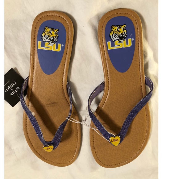 Team Apparel Shoes - LSU Tigers flip flops 8 perfect game day tail gate